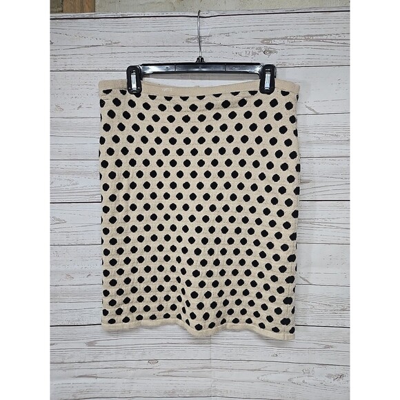 Etcetera Women's Pencil Skirt Size Small Wool Cashmere Blend Lined Tan Black Dot - Picture 1 of 10